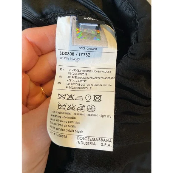 NWT Dolce & Gabbana Midi Black Coctail Dress One Strap Beaded Zip 44 - Picture 6 of 14